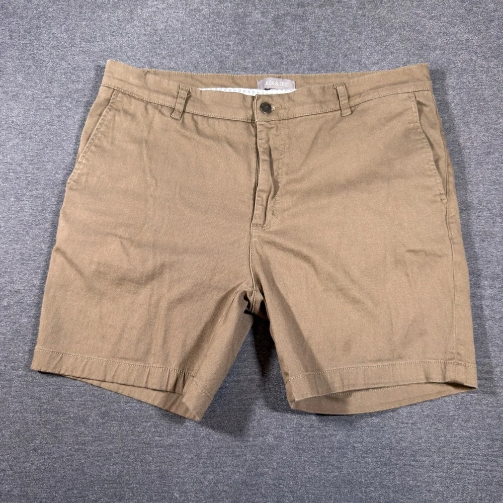 Ash & Erie Chino Shorts Mens 36 Brown Stretch Cotton Casual Everyday Preppy